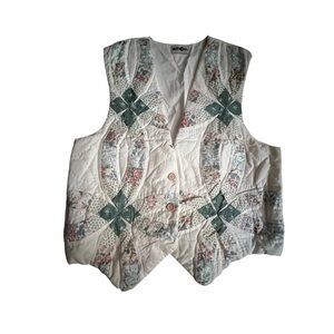 Vintage Patchwork Hand Quilted Cottage-core Prairie Vest